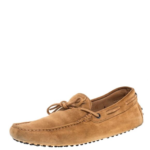 Tod's Tan Suede Gommino Driving Slip On Loafers Size 43 - Picture 1 of 4
